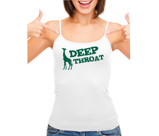 Deep throat - Giraffe Funny Logo - White Camisole Tank Top