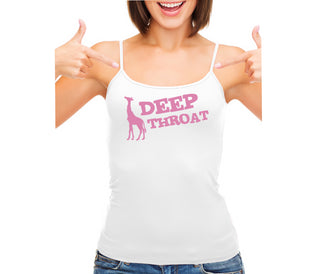 Deep throat - Giraffe Funny Logo - White Camisole Tank Top