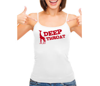 Deep throat - Giraffe Funny Logo - White Camisole Tank Top