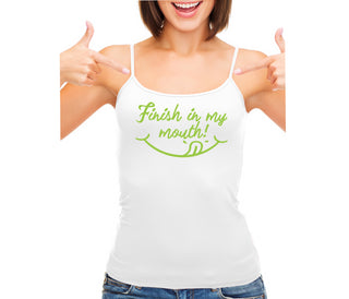 Finish In My Mouth - White Camisole Tank Top