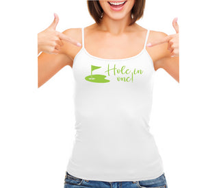 Hole In One - Funny Golf - White Camisole Tank Top