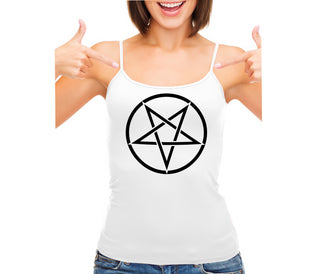 Inverted Pentagram - White Camisole Tank Top