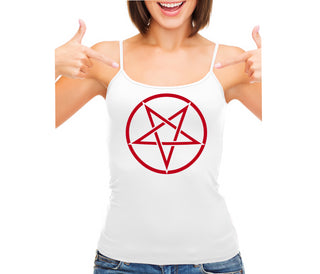 Inverted Pentagram - White Camisole Tank Top