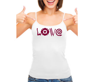 Love Fire Fighter - White Camisole Tank Top