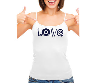Love Fire Fighter - White Camisole Tank Top