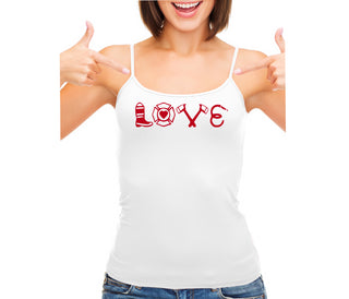 Love Fire Fighter - White Camisole Tank Top