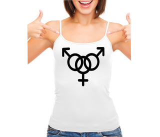 MMF Threesome - White Camisole Tank Top