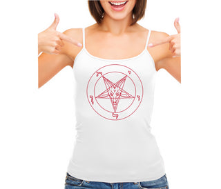 Sigil Of Baphomet - Church of Satan - White Camisole Tank Top
