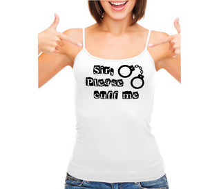 Sir Please Cuff Me - White Camisole Tank Top
