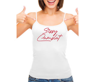 Sissy Cumslut - White Camisole Tank Top