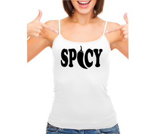 Spicy - Cute Pepper Logo - White Camisole Tank Top