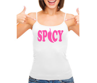 Spicy - Cute Pepper Logo - White Camisole Tank Top