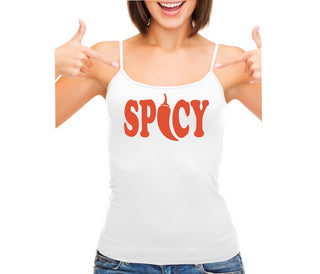 Spicy - Cute Pepper Logo - White Camisole Tank Top