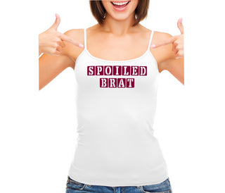 Spoiled Brat - Block Design - White Camisole Tank Top