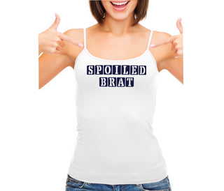 Spoiled Brat - Block Design - White Camisole Tank Top