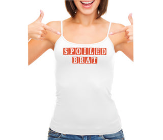 Spoiled Brat - Block Design - White Camisole Tank Top