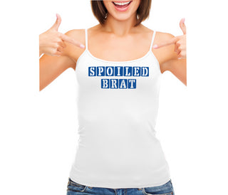 Spoiled Brat - Block Design - White Camisole Tank Top