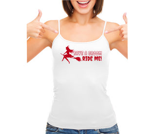 Save A Broom - Ride Me - Witch - White Camisole Tank Top