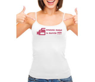 Wanna Make A Movie - White Camisole Tank Top