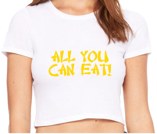 All You Can Eat Chinese Takaway Style - White Crop Top
