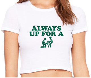 Always Up For A Threesome - White Crop Top