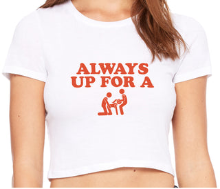 Always Up For A Threesome - White Crop Top