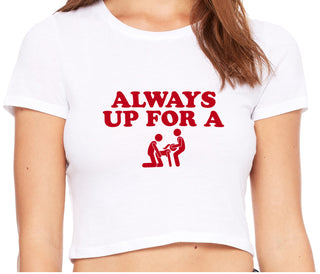 Always Up For A Threesome - White Crop Top