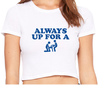 Always Up For A Threesome - White Crop Top