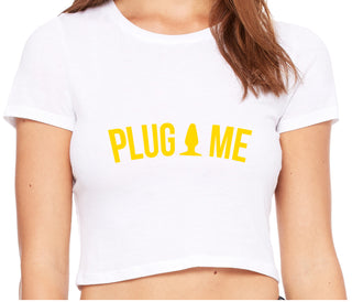 Anal Plug Me - White Crop Top