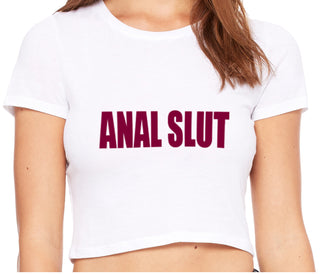 Anal Slut - White Crop Top