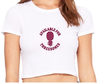 Available for Threesomes - Swinger Pineapple - White Crop Top