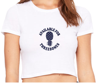 Available for Threesomes - Swinger Pineapple - White Crop Top