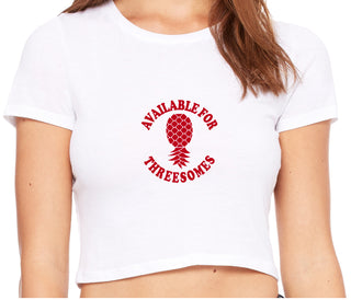 Available for Threesomes - Swinger Pineapple - White Crop Top