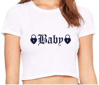 Baby Goth Look With Locks - White Crop Top