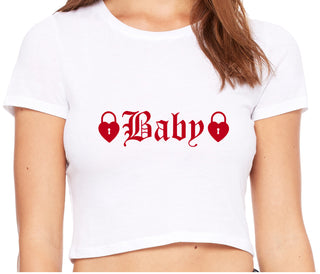 Baby Goth Look With Locks - White Crop Top