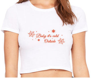 Baby It's Cold Outside - White Crop Top