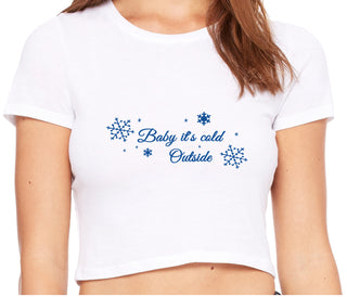 Baby It's Cold Outside - White Crop Top
