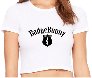 Badge Bunny for LEO Wife or Girlfriend - White Crop Top