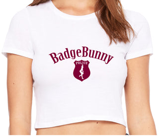 Badge Bunny for LEO Wife or Girlfriend - White Crop Top