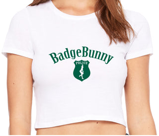 Badge Bunny for LEO Wife or Girlfriend - White Crop Top