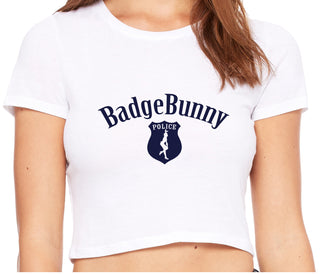 Badge Bunny for LEO Wife or Girlfriend - White Crop Top