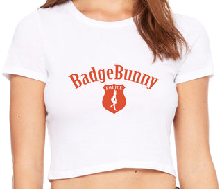 Badge Bunny for LEO Wife or Girlfriend - White Crop Top