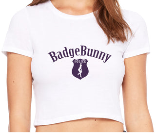 Badge Bunny for LEO Wife or Girlfriend - White Crop Top