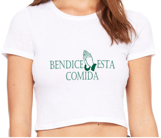 Bendice Esta Comida - Bless This Meal - White Crop Top