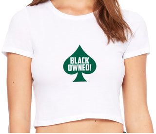 Black Owned - Queen of Spades - White Crop Top