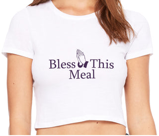 Bless This Meal - White Crop Top