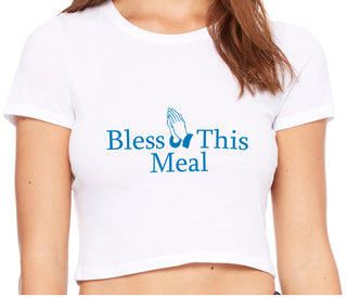 Bless This Meal - White Crop Top