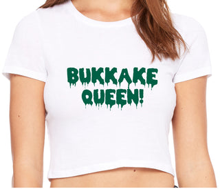 Bukkake Queen - White Crop Top