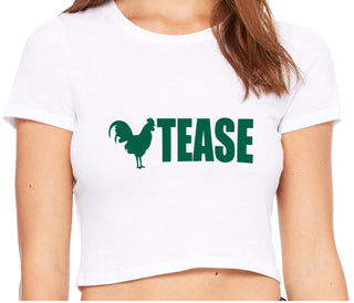 Cock Tease - Rooster - White Crop Top