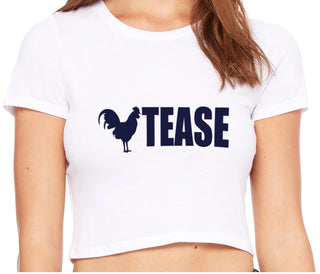 Cock Tease - Rooster - White Crop Top